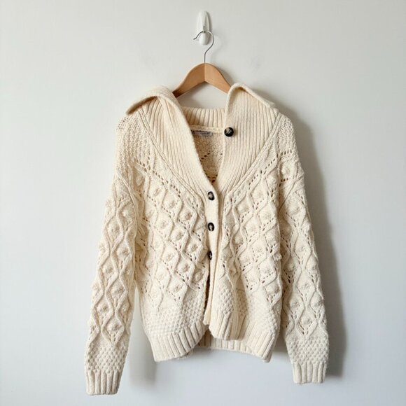 Zara Pompom Knit Cardigan Jacket Bloggers Favourite Cream Ecru Size Small - Picture 5 of 10